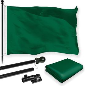 Combo Pack 6 Ft Tangle Free Spinning Flagpole Black Solid Dark Green Solid Dark Green Flag 3x5 ft Printed 150D Brass Grommets Flag Included Alumi