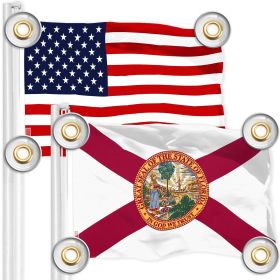 Combo Pack American USA Flag 3x5 Ft and Florida FL State Flag 3x5 Ft Both Printed 150D Polyester 4 Corner Brass Grommets Perfect For Balcony Wall