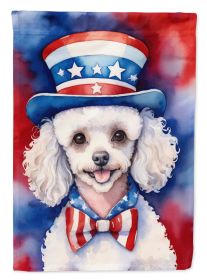 White Poodle Patriotic American Garden Flag Mailbox Flag Decorative Yard Flag Banner Outside Patio Artwork Yard Flower Beds, Garden Size, Multico