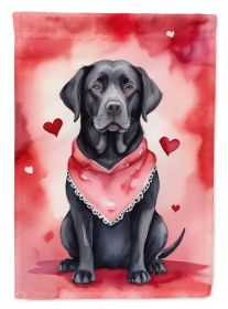 Black Labrador Retriever My Valentine Garden Flag Mailbox Flag Decorative Yard Flag Banner Outside Patio Artwork Yard Flower Beds, Garden Size