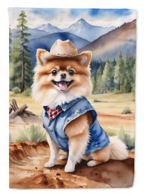 Pomeranian Cowboy Welcome Garden Flag Mailbox Flag Decorative Yard Flag Banner Outside Patio Artwork Yard Flower Beds, Garden Size, Multicolor