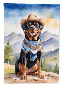 Rottweiler Cowboy Welcome House Flag Large Porch Sleeve Pole Decorative Outside Yard Banner Artwork Wall Hanging, Polyester, House Size, Multicol