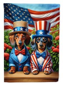 All American Dachshund Garden Flag Mailbox Flag Decorative Yard Flag Banner Outside Patio Artwork Yard Flower Beds, Garden Size, Multicolor