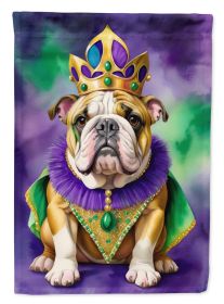 English Bulldog King of Mardi Gras Garden Flag Mailbox Flag Decorative Yard Flag Banner Outside Patio Artwork Yard Flower Beds, Garden Size