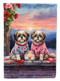 Shih Tzu Two Hearts Garden Flag Mailbox Flag Decorative Yard Flag Banner Outside Patio Artwork Yard Flower Beds, Garden Size, Multicolor