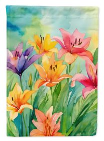 Lilies in Watercolor Garden Flag Mailbox Flag Decorative Yard Flag Banner Outside Patio Artwork Yard Flower Beds, Garden Size, Multicolor