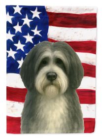 Gray and White Tibetan Spaniel American Flag Garden Flag Mailbox Flag Decorative Yard Flag Banner Outside Patio Artwork Yard Flower Beds, Garden