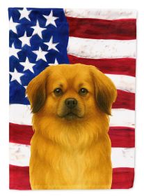 Gold Tibetan Spaniel American Flag Garden Flag Mailbox Flag Decorative Yard Flag Banner Outside Patio Artwork Yard Flower Beds, Garden Size