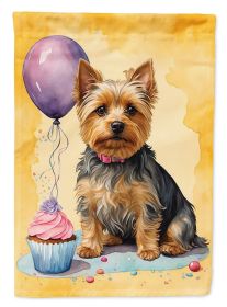 Silky Terrier Happy Birthday Garden Flag Mailbox Flag Decorative Yard Flag Banner Outside Patio Artwork Yard Flower Beds, Garden Size, Multicolor